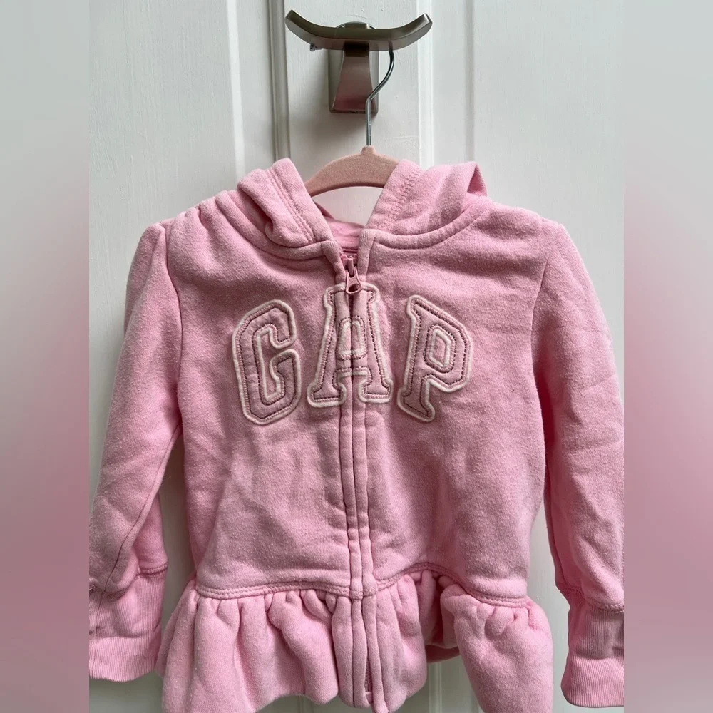 Baby Gap 12-18M pink Zip Up Hoodie Jacket with Bear Ears on Hood